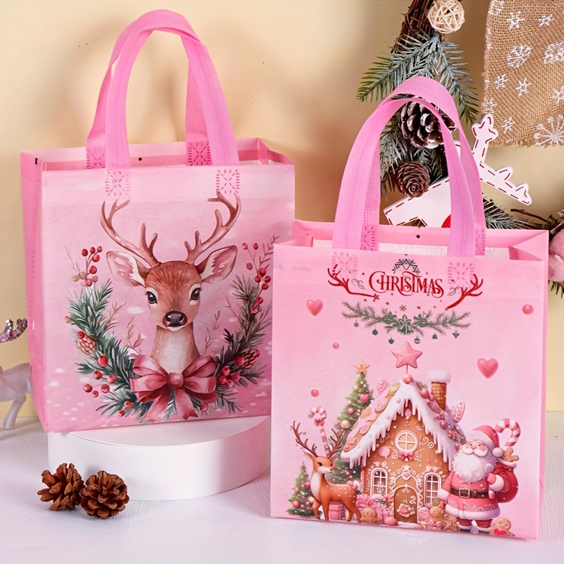 Elk Bugle Call - 4/8 stuks roze kerst draagtassen met