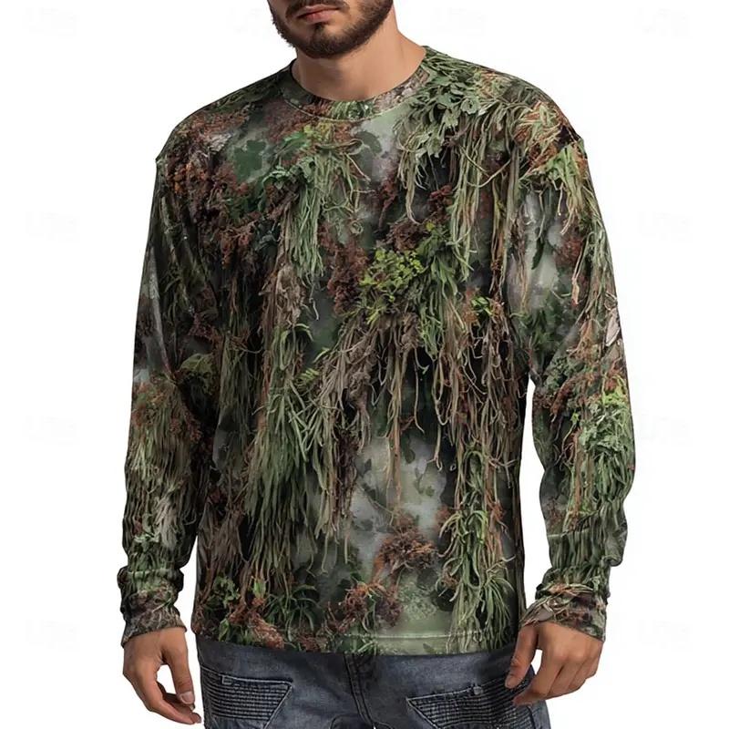 Outdoor Hunting Graphic Tees - Herenshirt met camouflage dierenprint, lange mouwen,