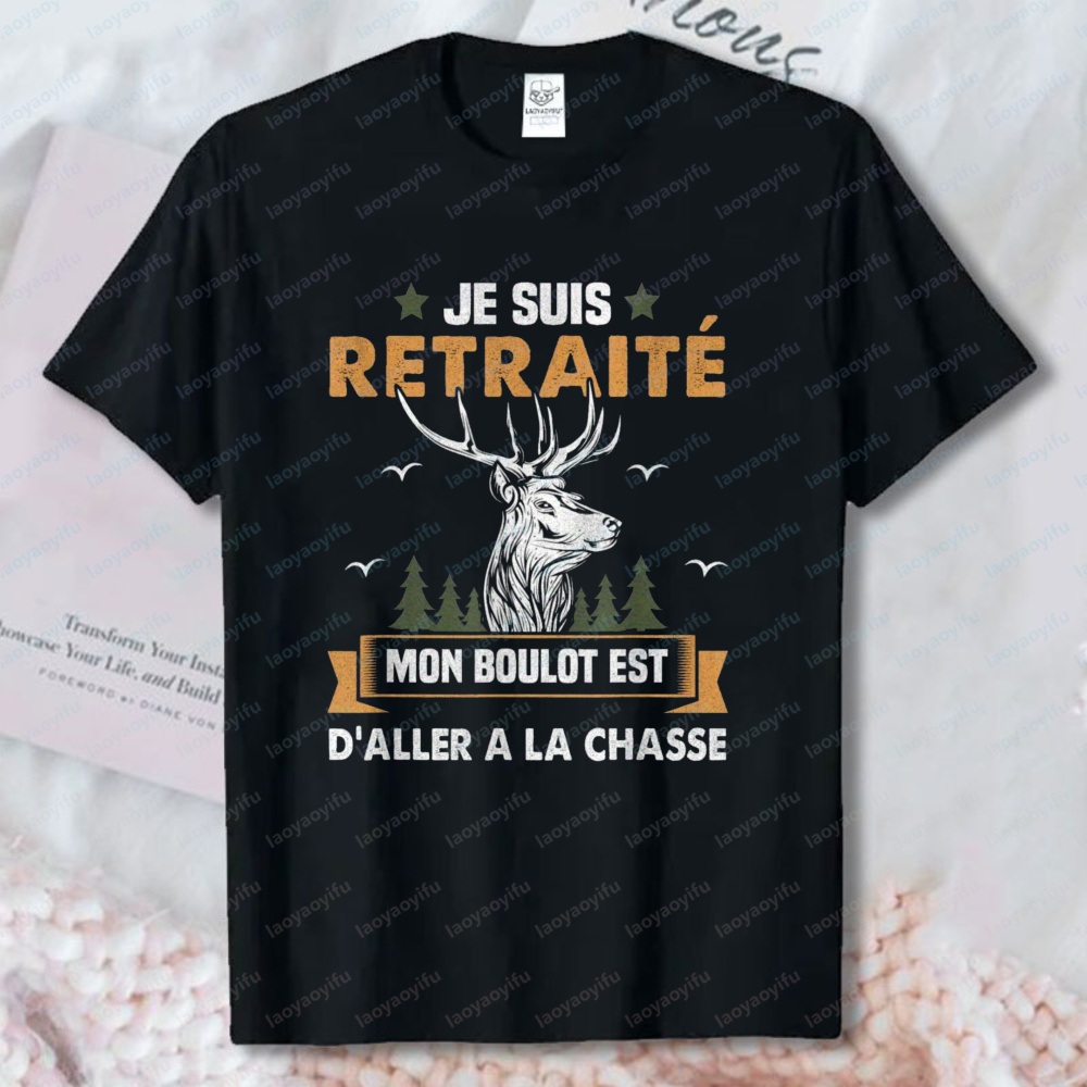 Outdoor Hunting Graphic Tees - Humoristisch jacht-T-shirt voor gepensioneerde mannen Frans