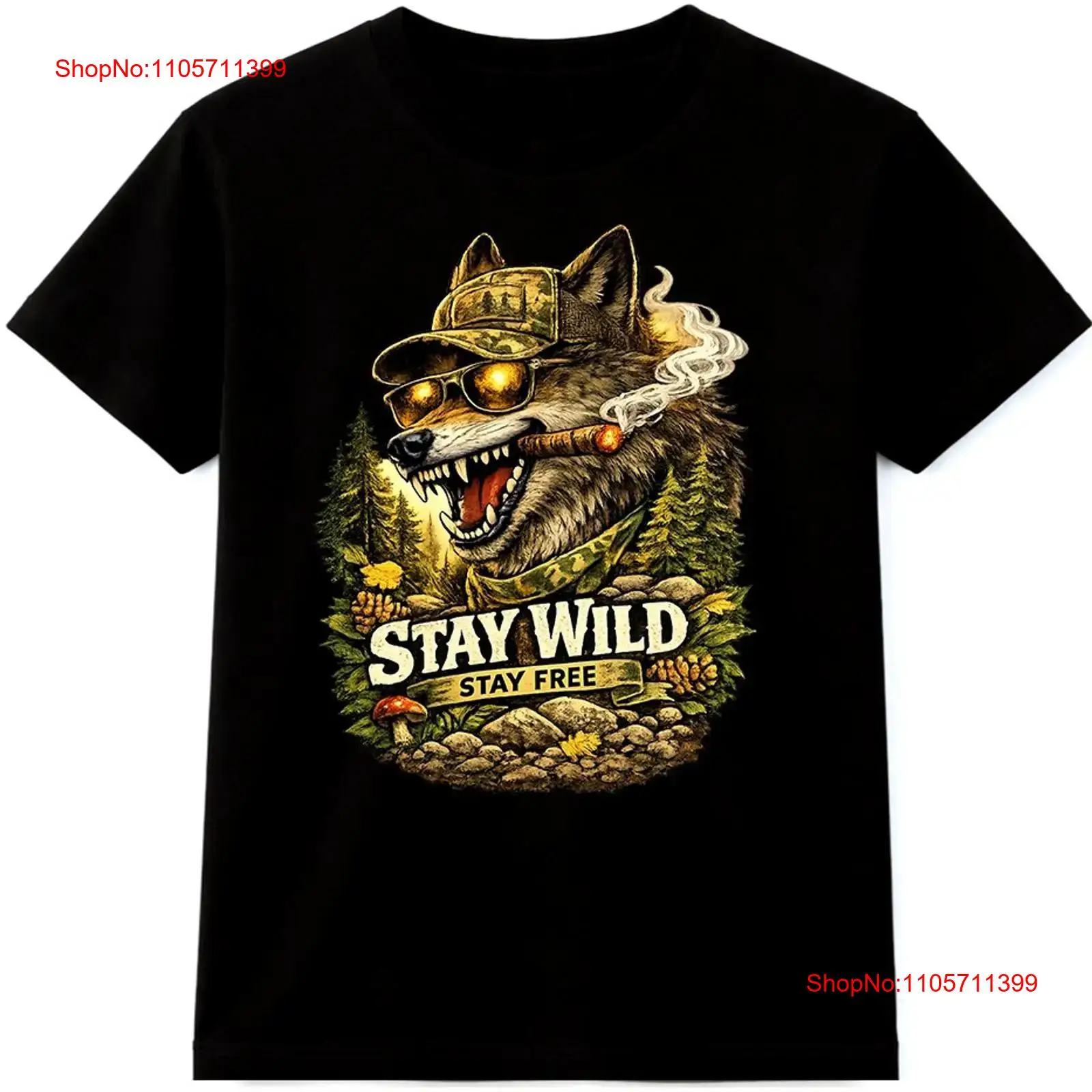Wildman Hunting & Outdoor Reviews - Wolf T-shirt Stay Wild Free Outdoor